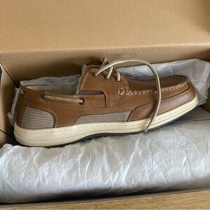 DOCKERS Beacon Tan and Cream Boat Shoes